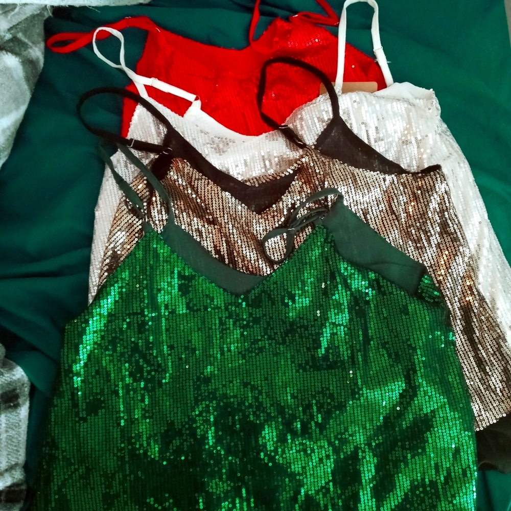 Ladies sequin cami style tops